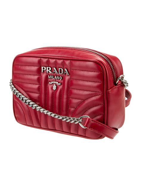 prada soft calf impunture crossbody rosso